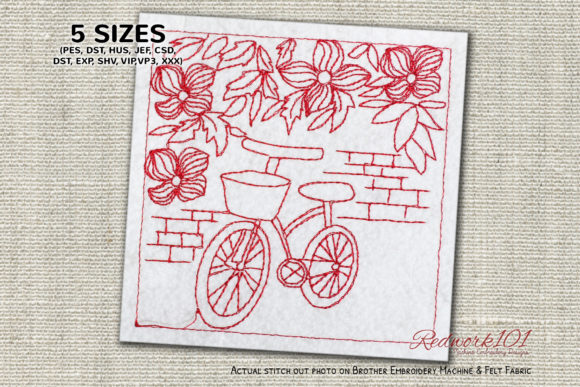 Bicycle Parked Near a Wall: A Charming Embroidery