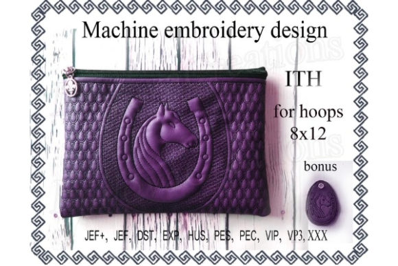 Cosmetic Bag in the Hoop - Horse Horseshoe