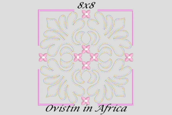 Elegant Square Twirly Quilt Block and Flower