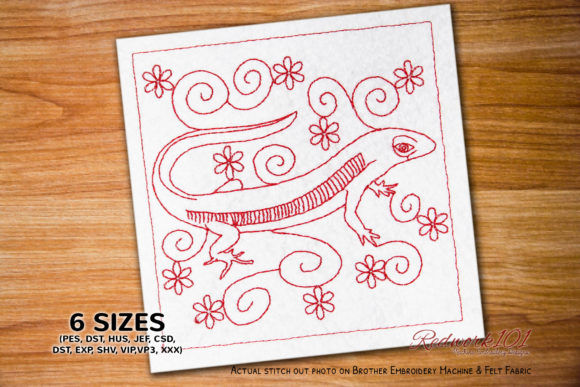 Lizard Redwork: A Thoughtful Embroidery Choice for Personalized Gifts