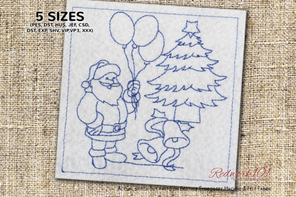 Santa with Balloons: A Charming Christmas Embroidery