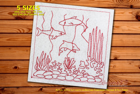 Three Sharks in the Sea: A Bold Embroidery Design