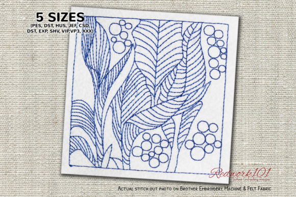Tree Leaves Design Redwork: A Versatile Embroidery